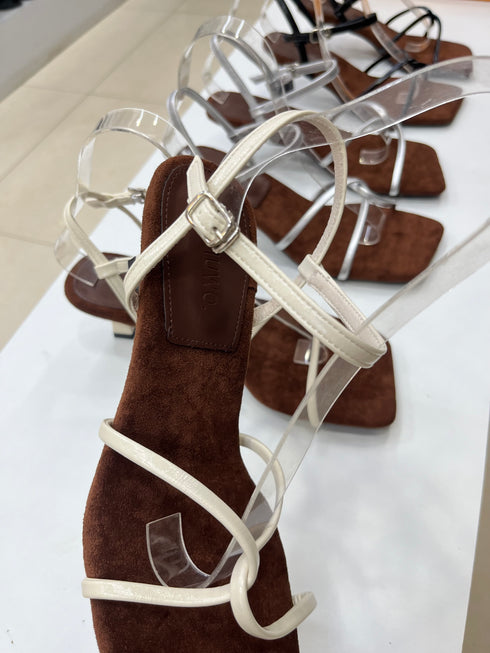 Open Toe Cross Straps Kitten Heels